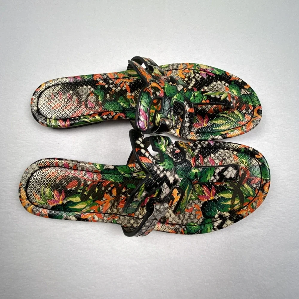 Sam Edelman Bay Tropical Floral Snakeskin Print Slide Sandals Womens Size 6.5 - Picture 6 of 7